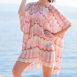NWT Shiraleah Morena Pink Zig Zag Print Cover Up